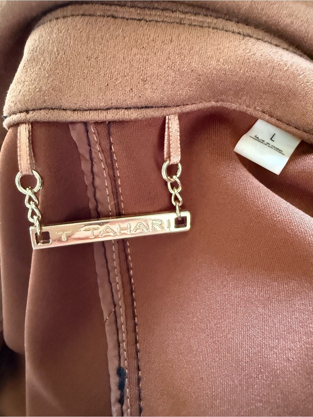 Tahari Camel Suede-Style Trench Coat - Picture 5 of 5